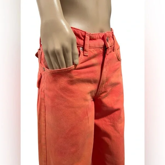 Free People We The Free Waterfalls Baggy Wide Leg Jeans Orange Size 25 - Picture 10 of 16